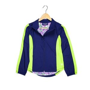 Navy and Lime Girls Windbreaker Jacket Size: S 5/6